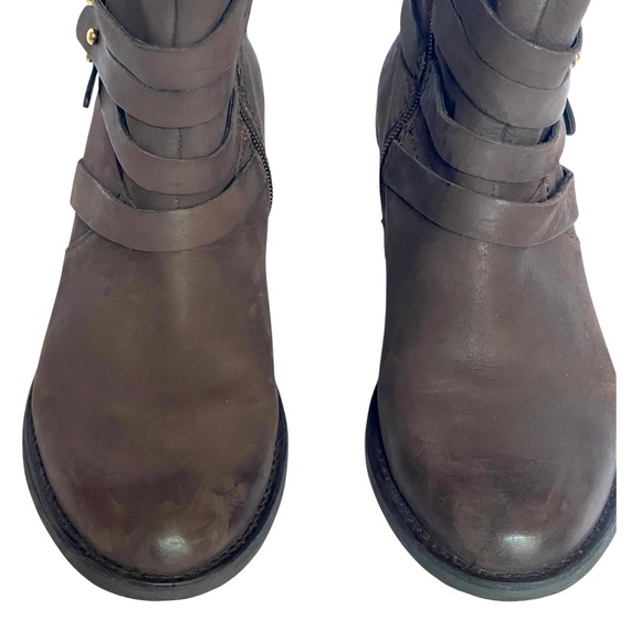 💥SALE💥STEVE MADDEN ALBANY BROWN LEATHER HARNESS EQUESTRIAN RIDING BOOTS SZ 7.5 - Picture 8 of 11